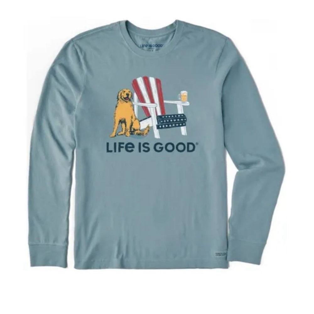 Life is good crusher-lite long sleeve tee American Adirondack Beer graphic